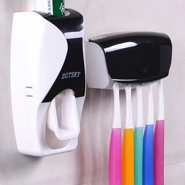 Fashion Automatic Toothpaste Dispenser Toothbrush Holder Bathroom製品Wall Mount Rack BathセットToothpaste Squeezers