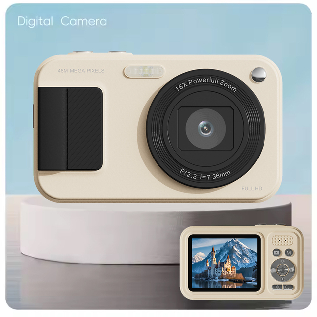 2025 1080P HD Mini Cameras 48MP 2.4\" 16x Zoom Continuous Shooting Anti-Shake Video Photograph 1500mAh Video Recording