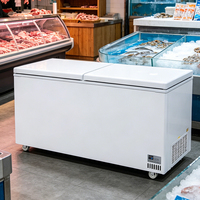 Congélateur horizontal à double porte de qualité supérieure, grande capacité, réfrigérateur commercial pour supermarché, portes solides verrouillables