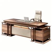 Bureau de direction en bois massif de noyer, style chinois moderne, structure à mortaise et tenon, avec rangement, modèle LBZ-311X