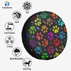 Protector de cubierta de neumático a prueba de polvo resistente a la intemperie, bolsa de almacenamiento con estampado de pata de perro, cubierta de neumático de repuesto, ajuste Universal para Rv SUV Truck Camper - Product Image 2