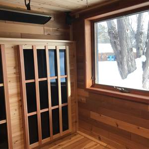 Panneau de chauffage infrarouge pour sauna miniature en bois de pruche et de cèdre, sauna sec et vapeur pour 2/4 personnes - Product Image 2