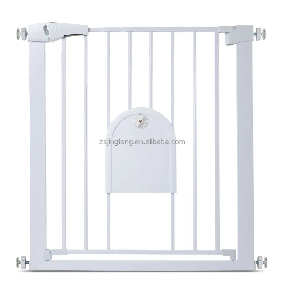 Friendly Painting Strong Frame Iron Pet Gate Dual Lock Metal Free Install Baby Gate Auto Close Stair Gate For Dog And Cat