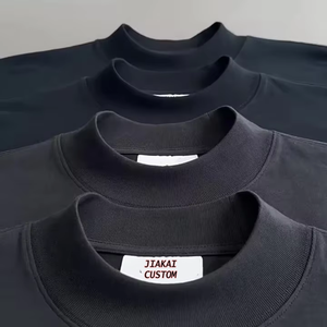 T-Shirt a Collo Alto di Lusso Senza Logo |   T-Shirt Oversize da <span class=keywords><strong>Uomo</strong></span> con Spalle Scese e Colletto Largo Personalizzabile per Streetwear - Product Image 1