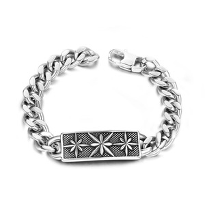 Pulsera de acero de titanio con diseño de flores retro europeo americano para hombres y mujeres, estilo punk CE554 - Product Image 1