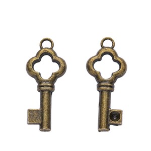 Pendentif porte-clés squelette découpé en forme <span class=keywords><strong>de</strong></span> feuille porte-bonheur, en alliage <span class=keywords><strong>de</strong></span> bronze antique, style vintage, pour décoration <span class=keywords><strong>de</strong></span> broche <span class=keywords><strong>de</strong></span> chapeau steampunk - Product Image 4