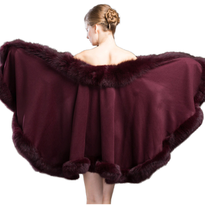 Poncho de piel de zorro y Cachemira auténtica 100% para <span class=keywords><strong>mujer</strong></span>, capas de piel cálidas a la moda, novedad - Product Image 3