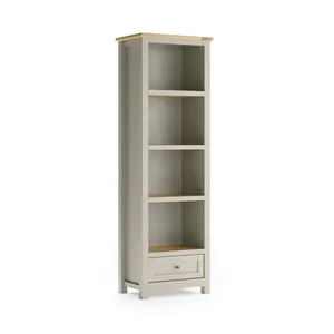 Estantería estrecha Estantería de madera de diseño compacto con estantes ajustables y cajón Sala de estar Estante de libros de oficina - Product Image 6