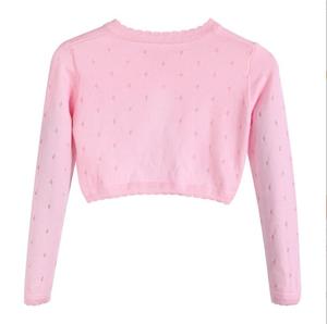 2024 venta al por mayor chica bloqueador solar cálido Top manga larga algodón tejido <span class=keywords><strong>Bolero</strong></span> baile suéter para niños - Product Image 2