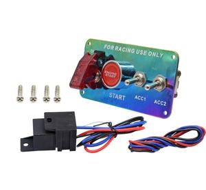 点火开关面板12V 4合1摇臂开关，带发动机按钮发光二极管，用于房车赛车船船用拖车 - Product Image 1