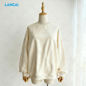 OEM ODM Logo brodé de haute qualité Sweats à capuche d'hiver à manches lanternes 100 % coton pour femmes - Product Image 2