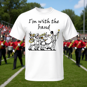 T-shirt I'm With The Band Marching Band unisex in cotone bianco girocollo a maniche corte per adulti - Product Image 2