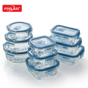 Juego de 9 Recipientes de Vidrio Pyglass con Diseño de Escamas de Dragón, Tapas Herméticas con Cierre a Presión, Recipientes para Preparación de Comidas y Loncheras - Product Image 1
