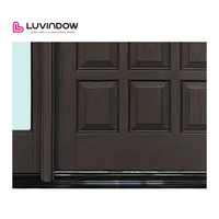 Portes d'entrée doubles résidentielles en bois avec cadre en verre et grille de sécurité personnalisée, design rond en haut