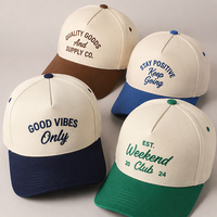 Casquette de baseball brodée avec slogan vintage « Good Vibes Stay Positive Weekend Club » unisexe, vente en gros OEM
