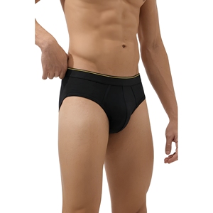 Men's Mid-Rise <b>Boxer</b> Briefs Solid <b>Black</b> 100% Cotton Knitted Seamless Underwear - Product Image 1