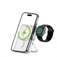 Batterie externe magnétique sans fil 10000 mAh avec support pliable pour la charge de téléphone et de montre connectée