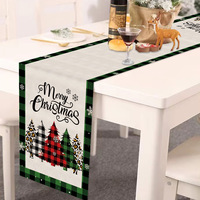 Chemin de Table de noël créatif en lin rouge de luxe pour la décoration de Table familiale