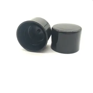 Tapón de rosca de pp con sello de inducción de calor para botellas cosméticas, tapa de rosca negra de superficie lisa 20/410 24/410 28/410