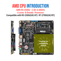 Prosesor AMD R5 2500U R3 2300U R7 2700U BARU, Motherboard Industrial Thin Mini ITX, Mendukung 2X DDR4 SO-DIMM 2x M.2 SSD SATA3.0