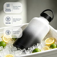 Nouvelle tasse isotherme transfrontalière 2026 en acier inoxydable 304 de 2000 ml, double paroi, design droit, portable, avec couvercle en PP