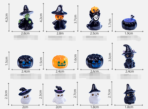 Cara verde bruja búho mini momia sombreros murciélago negro calabaza casa linterna fantasma vampiro Halloween decoración figura para ciego misterio bolsa - Product Image 2