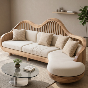 Elegante Sofá Moderno Minimalista en Forma de L Tapizado en Madera de Teca para Salas de Estar, Hoteles y Villas, Suministrado desde Indonesia - Product Image 2