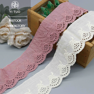 Nastro di <span class=keywords><strong>pizzo</strong></span> Broderie Anglaise colorato all'ingrosso, ricamo smerlato Shabby Chic, <span class=keywords><strong>pizzo</strong></span> di cotone per decorazioni rustiche, cucito e scarpe 3D - Product Image 2