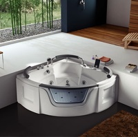 Baignoire de massage d'angle autoportante ovale de luxe en acrylique Hotaqi avec remous et bulles