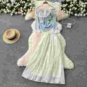 Ensemble élégant 2 pièces pour femmes, haut asymétrique et jupe en maille patchwork taille haute, vêtements en gros - Product Image 2