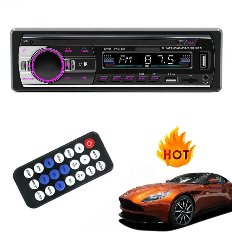 2024 estereo para coche JSD-530 DinカーラジオステレオFMラジオ補助入力avtoオーディオレシーバーデュアルUSBポートMP3ミュージックプレーヤー