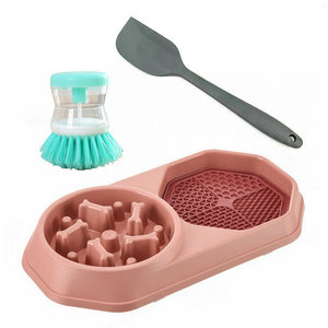 Lifetop mới 2 trong 1 khô ướt thực phẩm nhựa chó liếm Mat chậm trung chuyển đôi bát BPA miễn phí chậm ăn bát cao su liếm Pad - Product Image 2