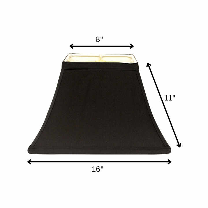 HMS 16\" Black Rectangle Bell Shantung Lampshade with White Lining Elegant Lamp Covers & Shades