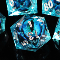 Jeu de dés MINI PLANET DND Blue Dragon Eye Liquid Core Dice RPG Donjons & Dragons Vente en gros de dés en résine polyédrique personnalisés faits à la main