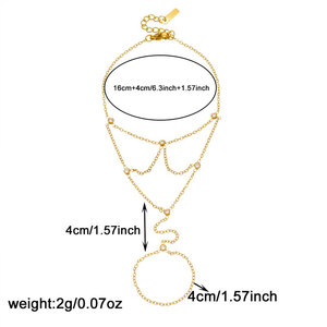 Pulsera de Cadena para Mano de Novia con Anillo de Corazón, Chapada en Oro PVD de 14k y 18k, de Acero Inoxidable 316L que No se Deslustra, para Mujer - Product Image 6