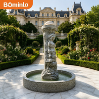 Fontaine de jardin extérieure de luxe en marbre, sculpture Nymphée de la Mer à 3 niveaux, pour la décoration paysagère de villas, cours et piscines