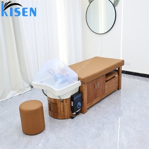 Kisen Wood Furniture Shampoo <b>Bed</b> Head Spa Japeness Hair Treatment Customized Salon Machine with Cabinet <b>Stool</b> - Product Image 3