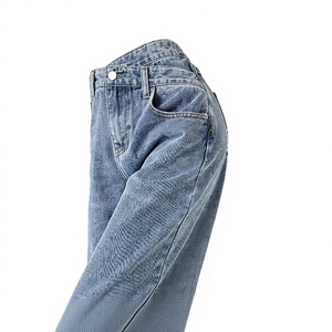 Vente en gros Nouvelle Collection Jean en denim pour femme, taille haute, à boutons, coupe large droite, respirant et écologique, style décontracté - Product Image 3