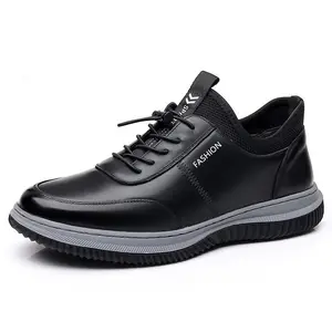Sapatos de caminhada em couro macio para homens, resistente à água, PU para uso ao ar livre, outono