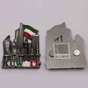 Aimant de réfrigérateur souvenir en métal antique personnalisé avec le drapeau national du Koweït pour la vente en gros - Product Image 3