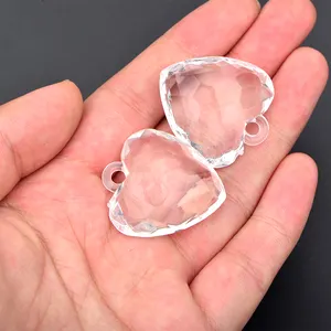 Perles en strass à coudre en forme de cœur, livraison gratuite, 30mm, perles d'espacement transparentes en acrylique, pour l'artisanat des rideaux, bricolage
