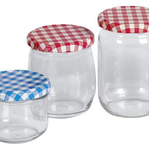 Emsy Screw <b>Top</b> Jar 420Ml <b>Checkered</b> Lid Storage Bottle - Product Image 1