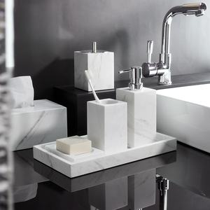 6 Combinations Different Price Jazz White Marble Nature Stone Empty Bathroom Toiletries Set Wabi Sabi <b>Amenities</b> Kit - Product Image 4