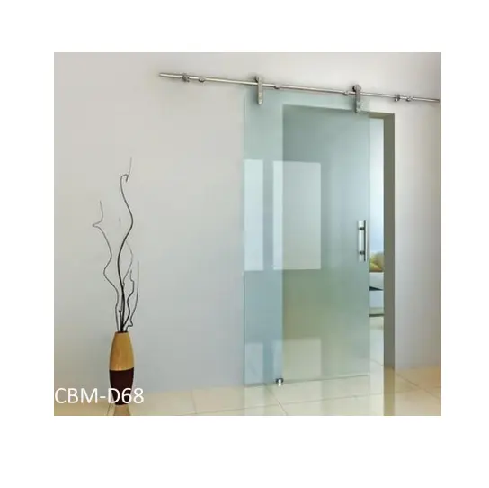 Manija de puerta de granero de madera interior Dormitorio Puerta de Granero corrediza de baño de vidrio esmerilado