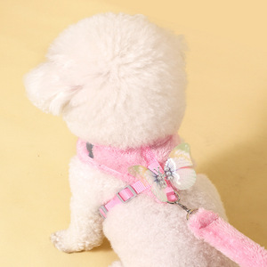 Grensoverschrijdende groothandel teddybeer katten borsttuig trekkoord herfst en winter warme pluche vlinder honden borsttuig - Product Image 3