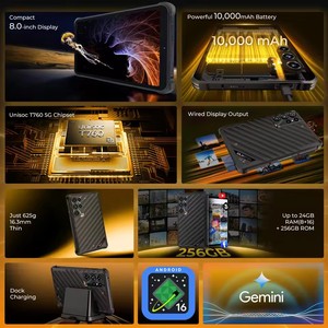 แท็บเล็ตพีซีสำหรับงานหนัก RT11 ขนาด 8 นิ้ว Octa Core Android 16 สำหรับใช้งานกลางแจ้ง กล้อง 8MP รองรับ 5G ESIM มาตรฐานกันน้ำกันฝุ่น IP68 IP69K ทนทานต่อแรงกระแทก มาตรฐาน MIL-STD-810H - Product Image 4