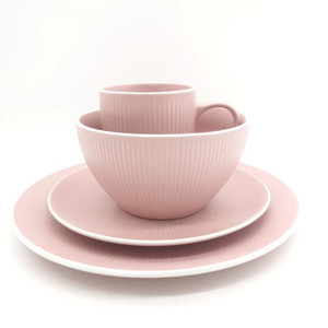 Venta directa de fábrica, platos de cargador de restaurante, vajilla de cerámica para hotel, plato en relieve, plato rosa de cerámica - Product Image 5