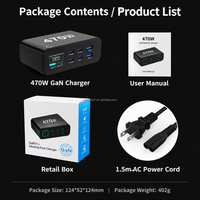 Stasiun Daya Desktop Universal 470W GaN 4 Type-C 2 Type-A Pengisi Daya Cepat dengan Monitor Output Cerdas Dual PD 140W untuk iphone 18