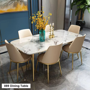 Mô Hình Mới Thiết Kế Hiện Đại Bàn Ăn Đặt Phòng Ăn Đồ Nội Thất Bằng Đá Cẩm Thạch Bảng 6 Chỗ Ngồi Với Ghế - Product Image 4