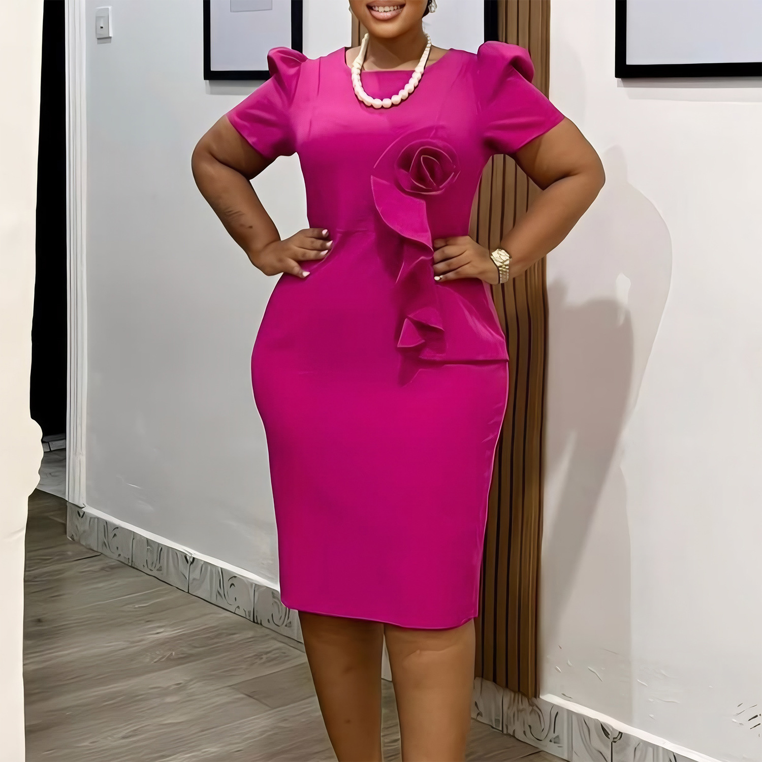 elegant work dresses Women's 3/4 Sleeve Work Dress Boat Neck Elegant Business Pencil Sheath  Dresses
